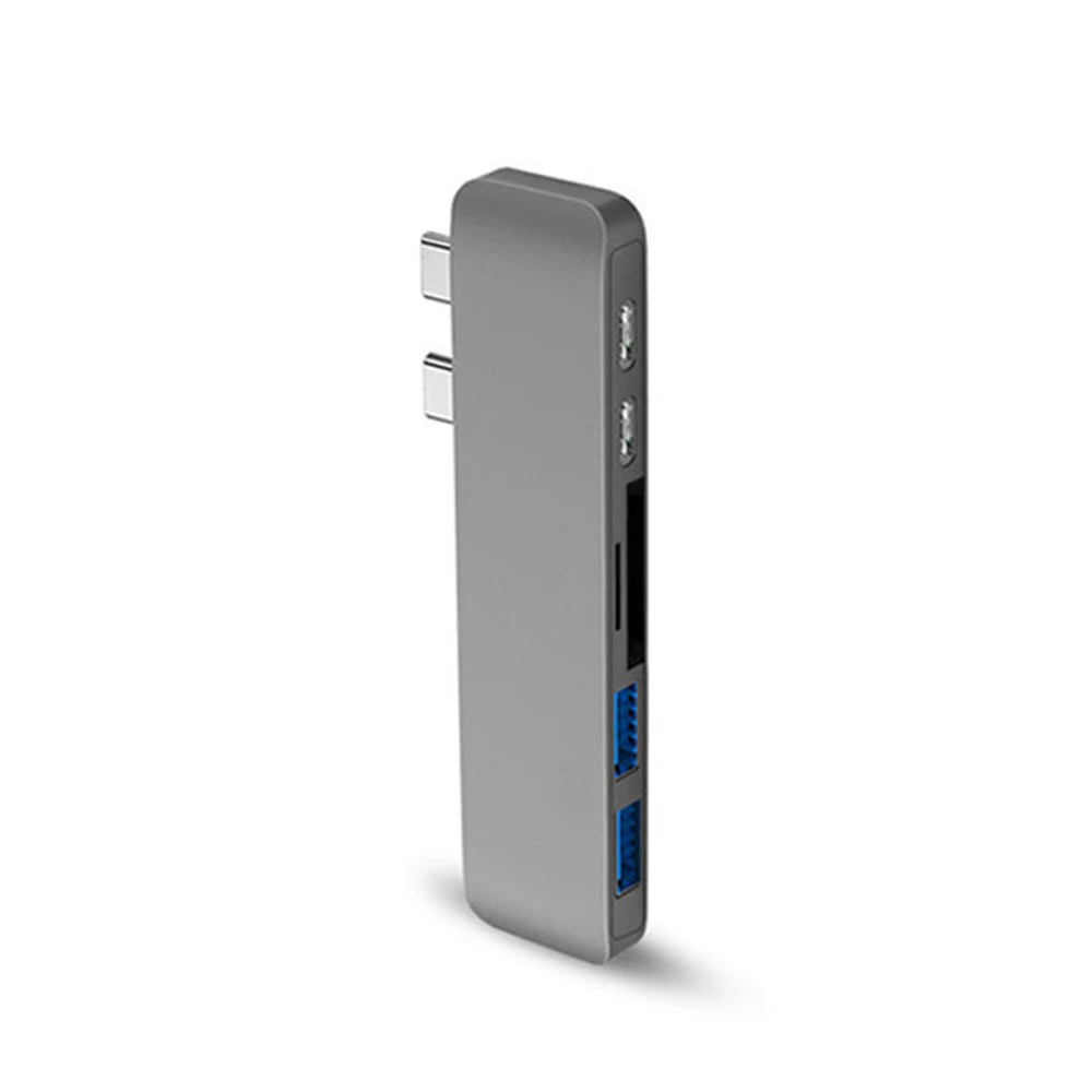Золотой 6 в 1 адаптер с двумя разъемами для зарядки и чтения USB C концентратор разветвитель 3,0 type-C для Apple Macbook Pro для Mac, ПК, ноутбука - Цвет: Золотой