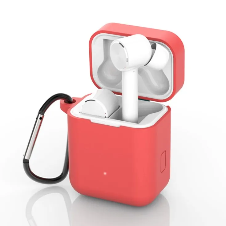 HAO-JIE силиконовый чехол для Xiaomi Mi Air true беспроводной Bluetooth наушники противоударные сумки для Xiaomi Mi Air Charging Box - Цвет: Red set 2