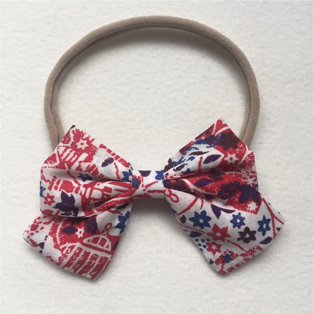 

1pcs /lot Fashion Stretch Headband For Little Girl Bow Print Floral Cartoon Hairband Pastoral Butterfly Tie Princess Headband