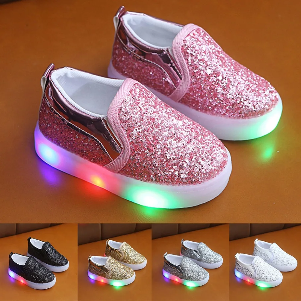 Детская обувь для маленьких девочек и мальчиков со звездами на плоской подошве со светящимися вставками; спортивные кроссовки; Повседневная обувь; красивая обувь для бега
