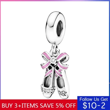 

CodeMonkey 925 Sterling Silver Ballet Shoes Charm Beads Fit Original 3mm Bracelets For Women DIY Jewelry Making CMS1508