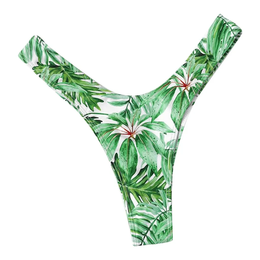 Swimwear Women Sexy Bikini Leaves Padded Swimwear Bathing Beachwear Swimming Shorts Bottoms Swim Short Ladies