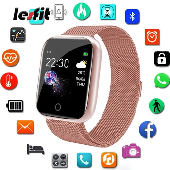 

Lesfit Waterproof Stainless Steel Digital Smart Wristbands Watch Android Ladies Smart Watch Bracelet Bluetooth Sport Wrist Clock