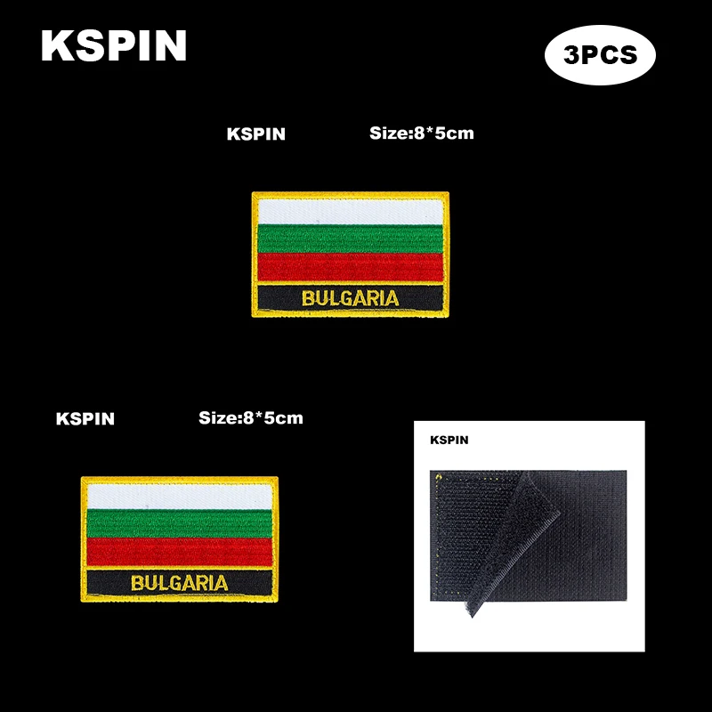 Rectangle National Flag Patch Hook Loop Bulgaria Badges Armband 3D Stick on Jacket Backpack Stickers | Украшения и аксессуары