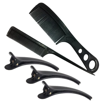 

52pcs Hairdressing Tool Set Hair Styling Clips Partition Clamp for Home Barber Shop with Comb (Black, 50pcs Clips, 2pcs Comb)