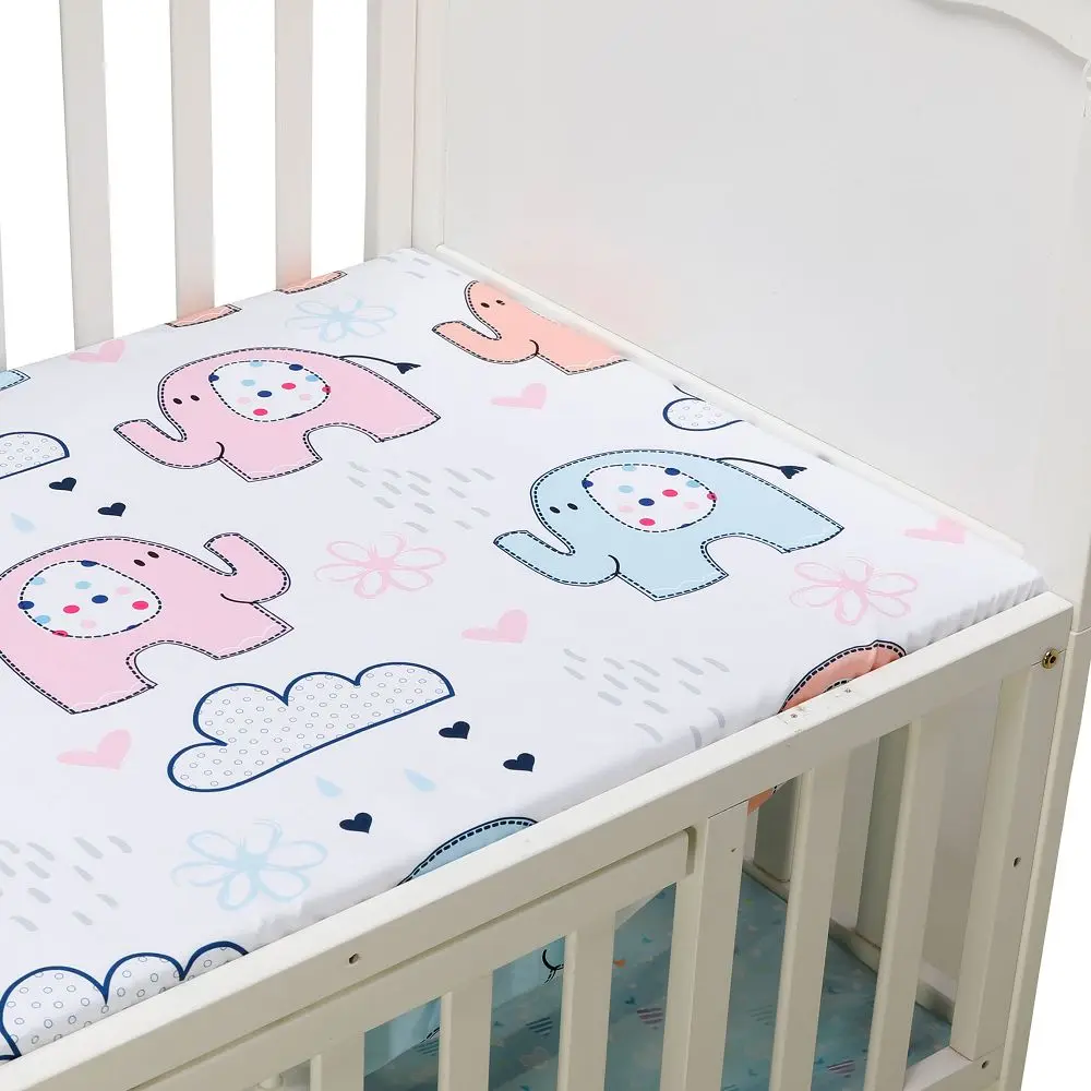 Newborn Baby Fitted Crib Sheets130*70 cm Cartoon Print  Bed Sheet Baby Bed Mattress Covers  for Unisex  Baby Boys Girls