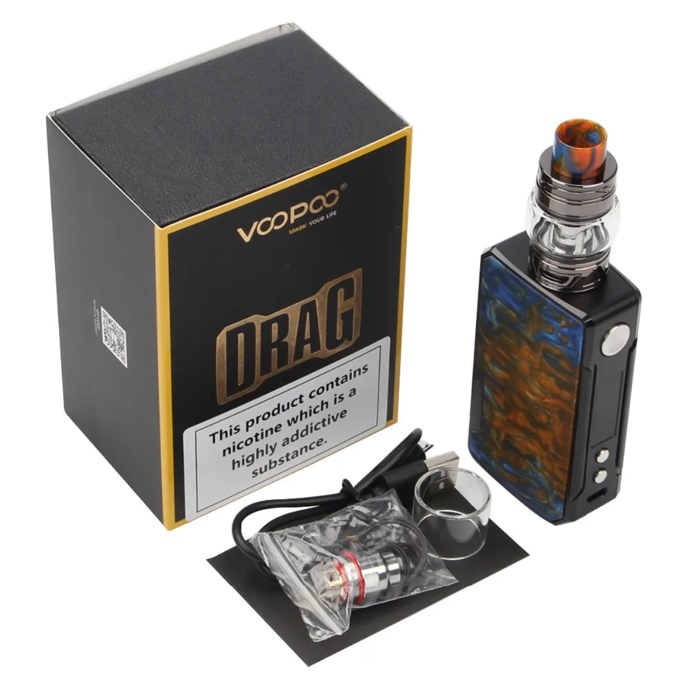 Voopoo Drag 2 комплект из платины 177 Вт Drag 2 Коробка мод Vape 5 мл Uforce T2 SubOhm Танк U2 N3 катушка электронная сигарета испаритель