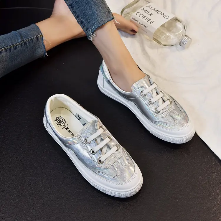 

White Shoes Women's 2019 Summer New Style Breathable Versatile Leather Flat Students Korean-style Casual Sports Shoes Single Sho