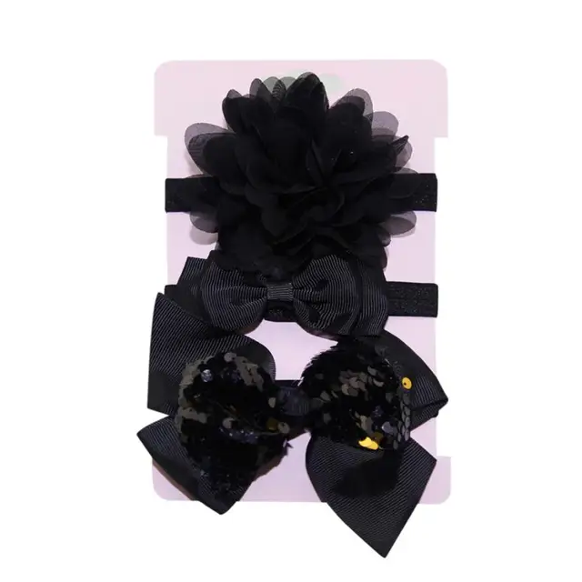 New 3pcs/lot Sequin Felt Bow Lotus Flower Elastic Headbands Kids Photography Props Baby Girls Cute Headwear Christmas Gift Sets 42