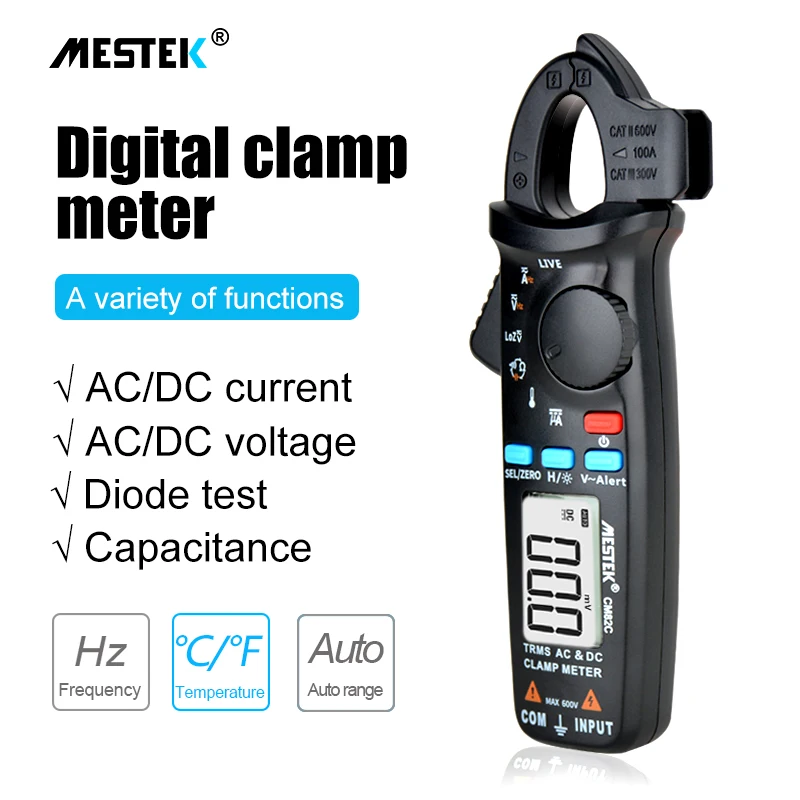 MESTEK True RMS мини цифровой клещи CM80/81/82 AC/DC Ток Напряжение Ом Авто Диапазон VFC емкость