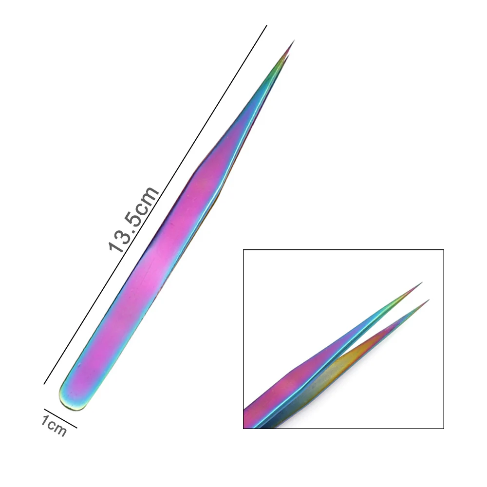 1 шт. Пинцет радужного цвета для изготовления ювелирных изделий, набор инструментов из нержавеющей стали для дизайна ногтей, аксессуары для рукоделия, изготовление ювелирных изделий - Цвет: 1