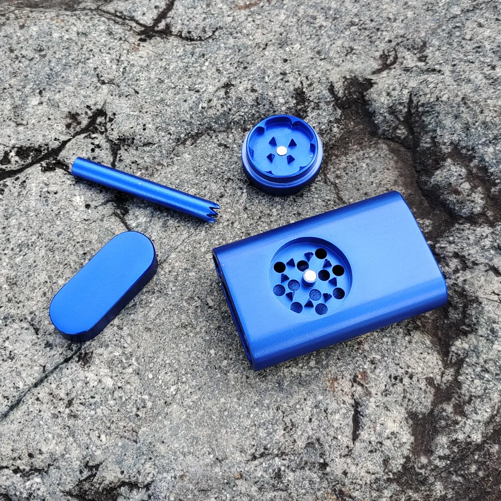 Aluminum Grind Case Pinch Hitter & Grinder Combo Tobacco Grinder Dugout Pipe Case With Storage Room Case Smoking Pipe All In One