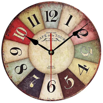 

Timelike Wooden Wall Clock Modern Design Vintage Rustic Shabby Chic Home Office Cafe Decoration Art Large Watch