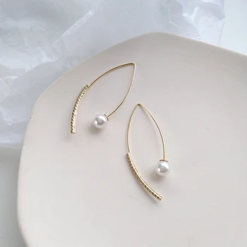 

Women Jewelry Earrings High Quality Clear Shiny Crystal With Simulated Pearl Dangle Drop Earrings Fashion Accessories Jewelry