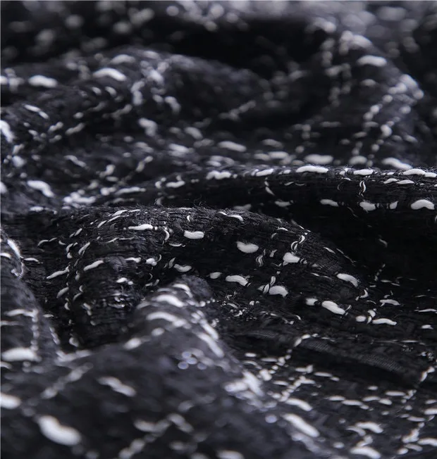 

Free ship 20% wool black and white weaved with ribbon tweed fabric price for 59" width by 1 meter