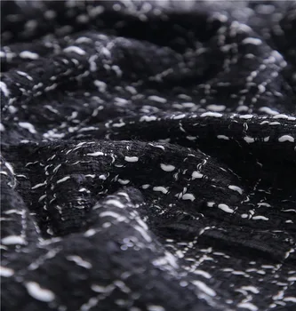 

Free ship 20% wool black and white weaved with ribbon tweed fabric price for 59" width by 1 meter
