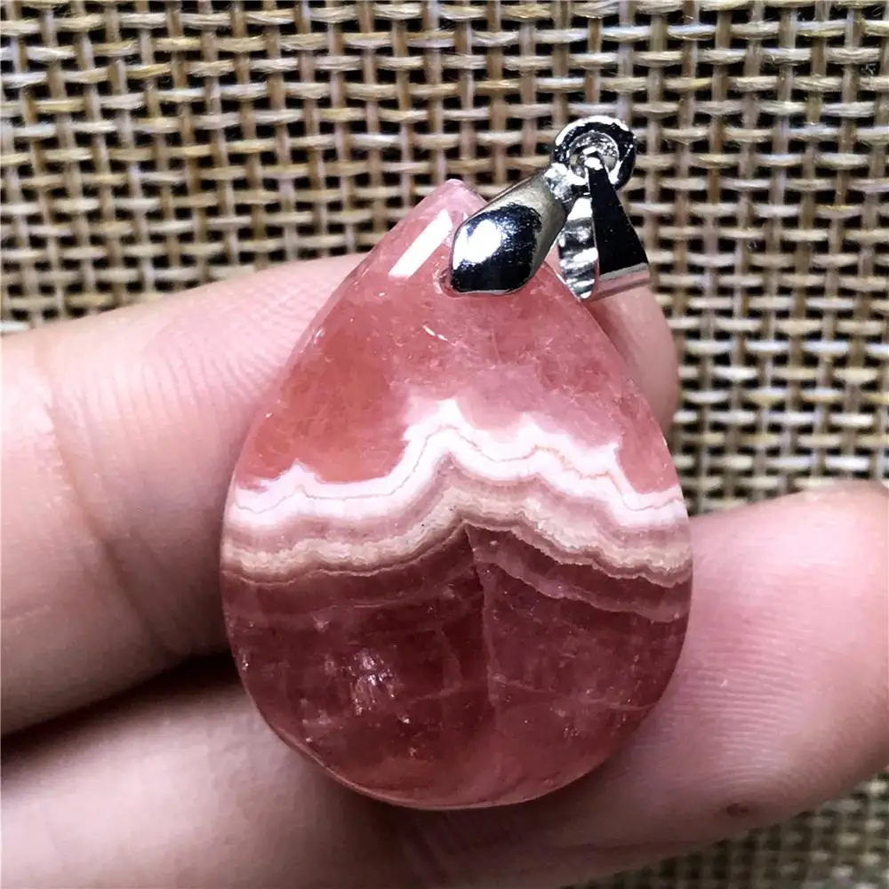 

Genuine Natural Red Rhodochrosite Pendant For Women Lady Man Argentina Crystal Water Drop Stone 25x19x8mm Beauty Jewelry AAAAA
