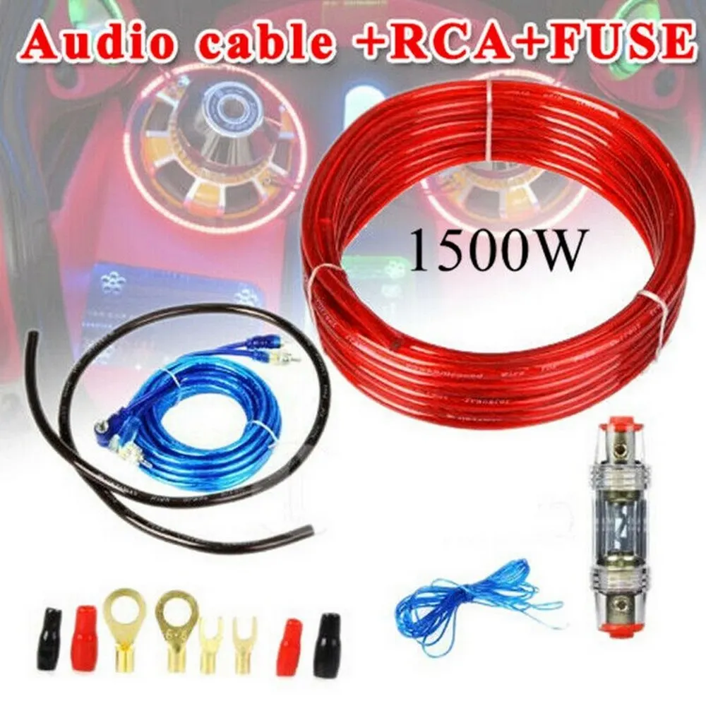 

Car Amplifier Power Amp Cable Set 1500W 8Gauge Oxygen Free Copper 60A Fuse Holder Audio Modified Amplifier Wiring Kits