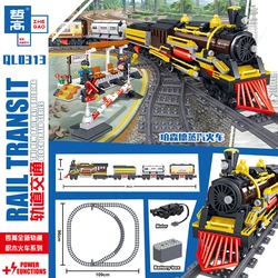 Blocs de construction de train électrique pour enfants, modèle de train classique télécommandé urbain de haute technologie, briques de piste RC, jouet pour enfants 