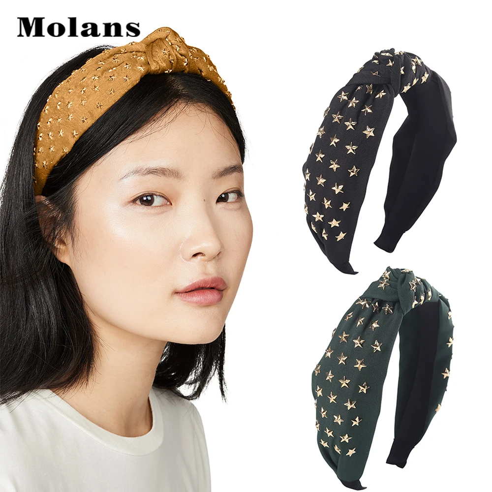 MOLANS/женские повязки с узлом, украшенные звездами, осенне-зимние резинки для волос для девочек, ободок для волос, обруч, новые аксессуары для волос