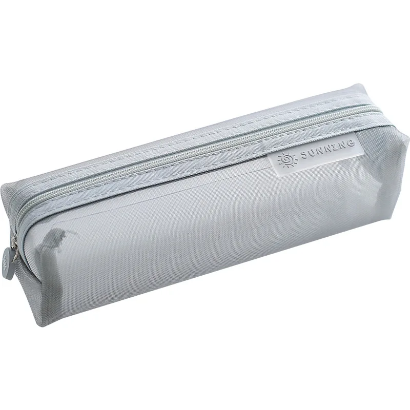 School Mesh Pencil Cases Kawaii Cute Solid Color Transparent Pencil Box School Student Pen Bag Supplies Lapis Stationery pencil cases