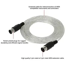 3 3M/10ft MIDI Cabo de Extensão Macho Para Macho 5 Pin Plug Conector Sintetizador