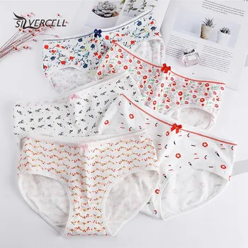 

Women Briefs Female Cotton Panties New Print Janpanese Style Ladies Floral Underpants Girls Breathable Women Panties