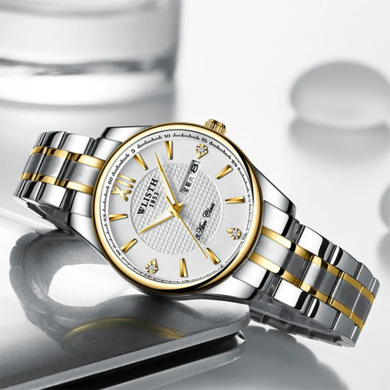Men's waterproof calendar watch lovers refined steel band luminous quartz watch sports student watch business women's Watch