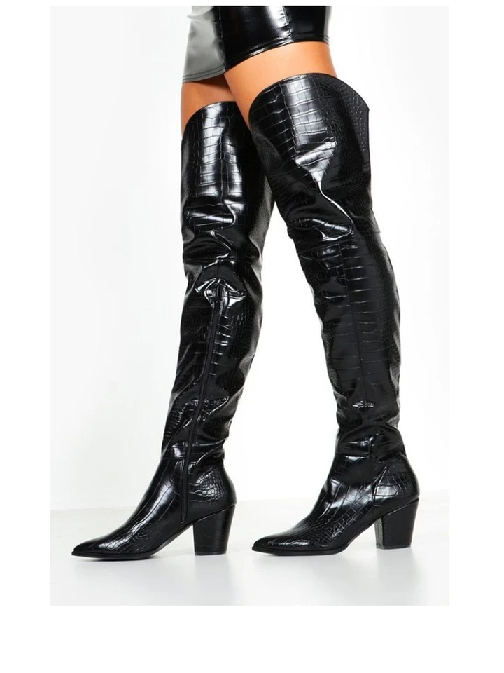 thigh high boots medium heel