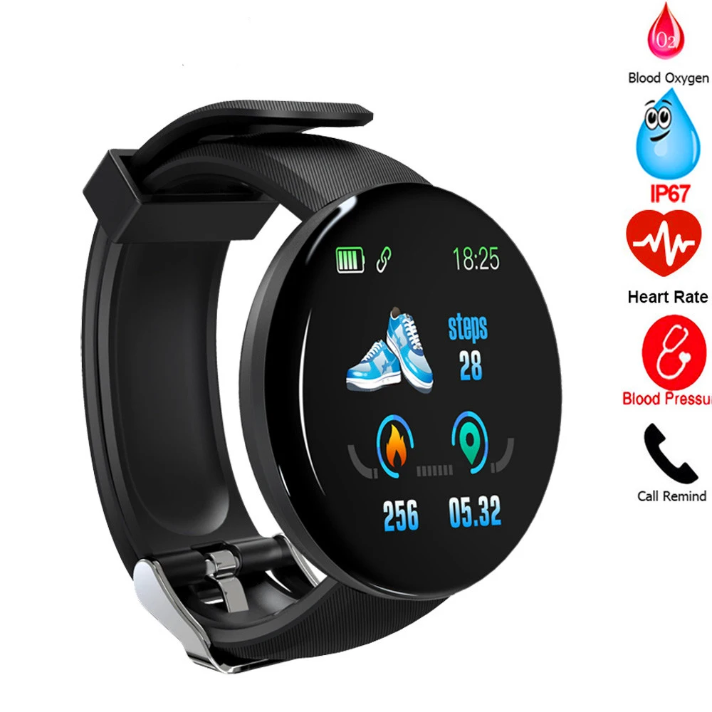 

2019 D18 Smart Watch Waterproof Sleep Tracker Heart Rate Tracke Smartwatch Men Blood Pressure Blood Oxygen Sports Watch PK D13