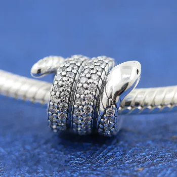 

2020 New Autumn 100% 925 Sterling silver Sparkling Wrapped Snake Charms Fit Original Bracelet DIY for Women Fine Jewelry
