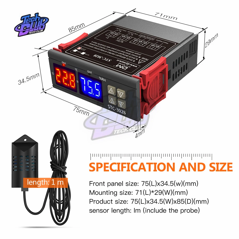 12V 24V 220V Цифровой Температура Измеритель Влажности Термостат Регулятор ЖК-дисплей Дисплей терморегулятор и гигрометром декоративные часы для STC-3028