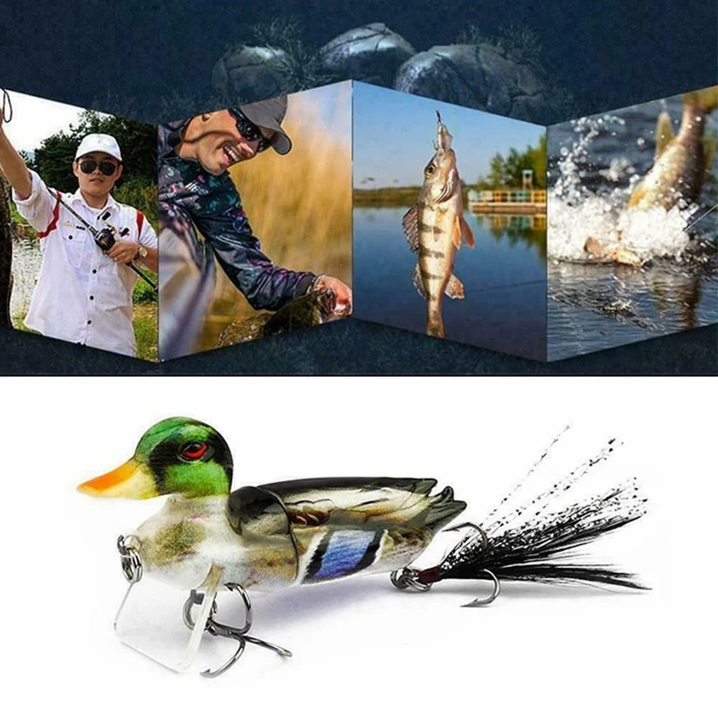 1Pc 7Cm Fishing Lures Bait Floating 3D Topwater Duck Swimbait with Hooks Multi 2 Section Jointed Bass Crankbaits Fishing Lure