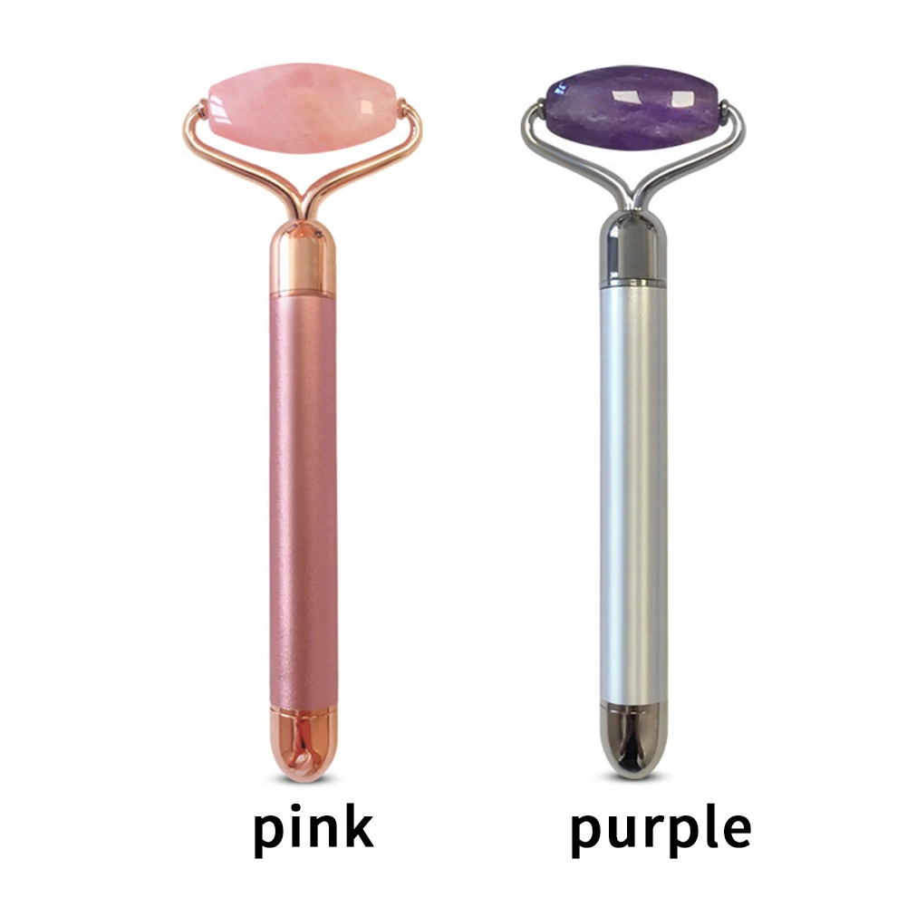 Lifting Tool Handheld Wrinkle Removal Relaxation Tightening Jade Roller Skin Thin Facial Massager Rose Quartz Electric Portable
