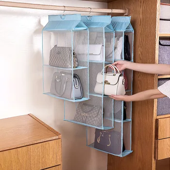 

Foldable Hanging Bag 2/3/4 Layers Folding Shelf Bag Purse Handbag Organizer Door Sundry Pocket Hanger Storage Closet Hanger