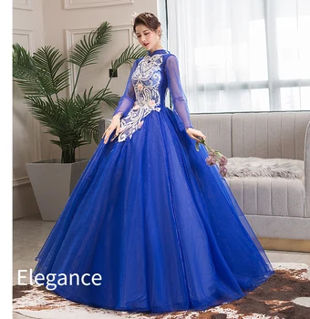 

100%real royal blue long sleeve vintage ball gown long dress vintage medieval dress Renaissance princess Victoria dress