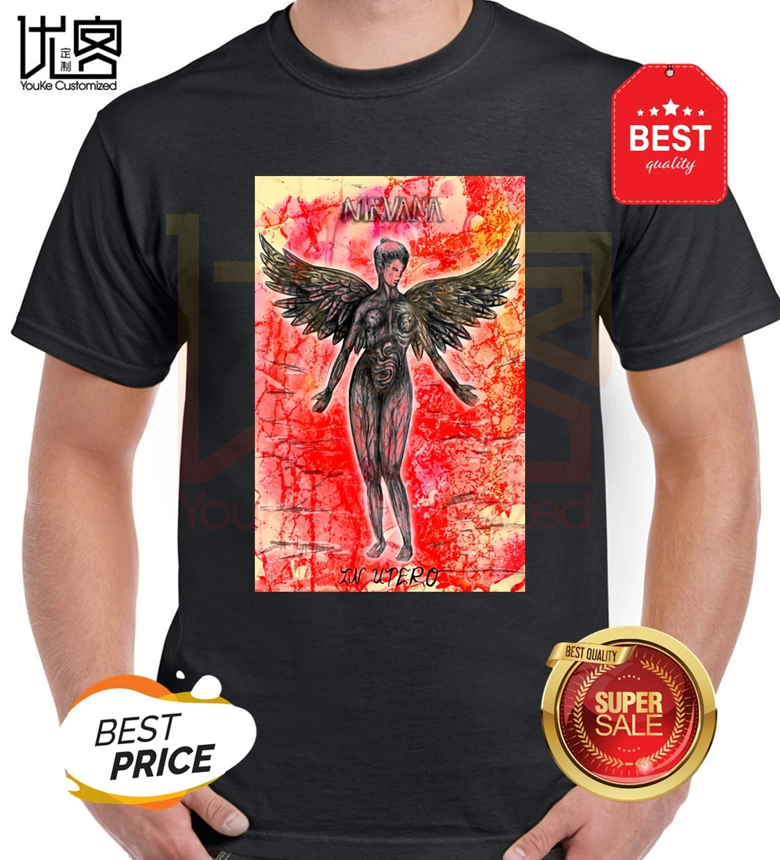 Nirvana In Utero футболка музыка рок группа гранж Футболка мужская женская 100% хлопок