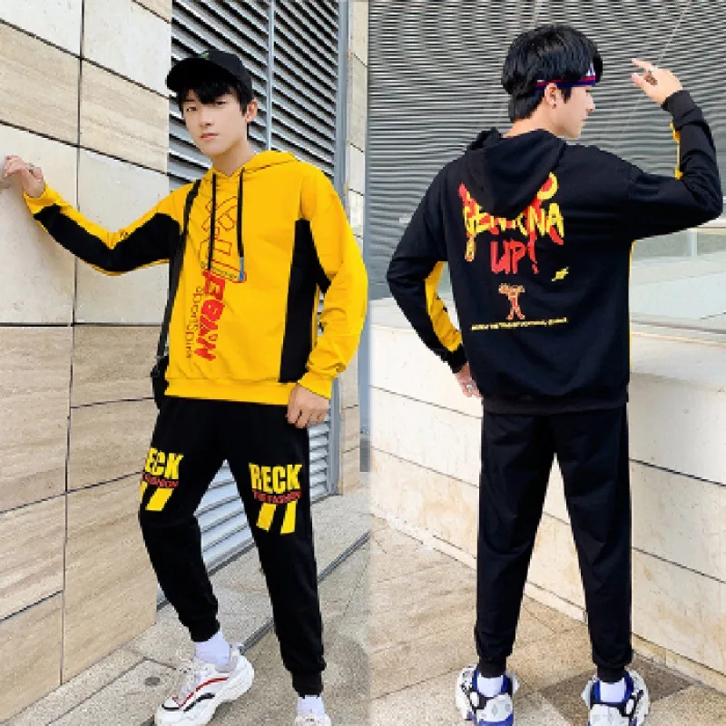 

Two-Piece Set Students Spring, Autumn And Winter Men's Korean-style Trend Coat Long-sleeve Sportswear Teenager Casual Hoodie Sui