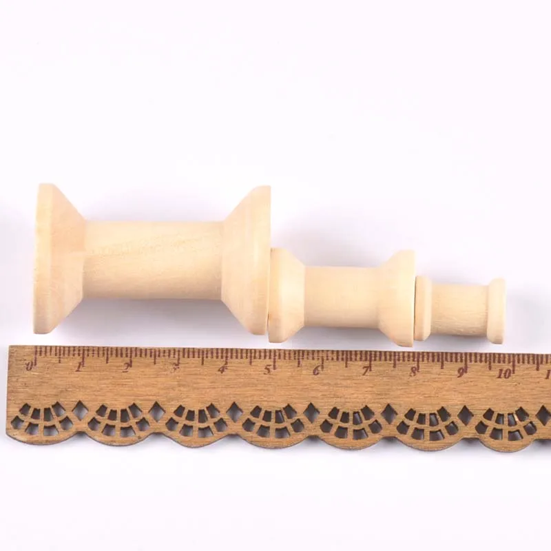 Vintage Natutral Wooden Bobbins Empty Thread Spools For Twine Wire Ribbons Reel Spool Sewing Accessories Tools DIY Wood Crafts