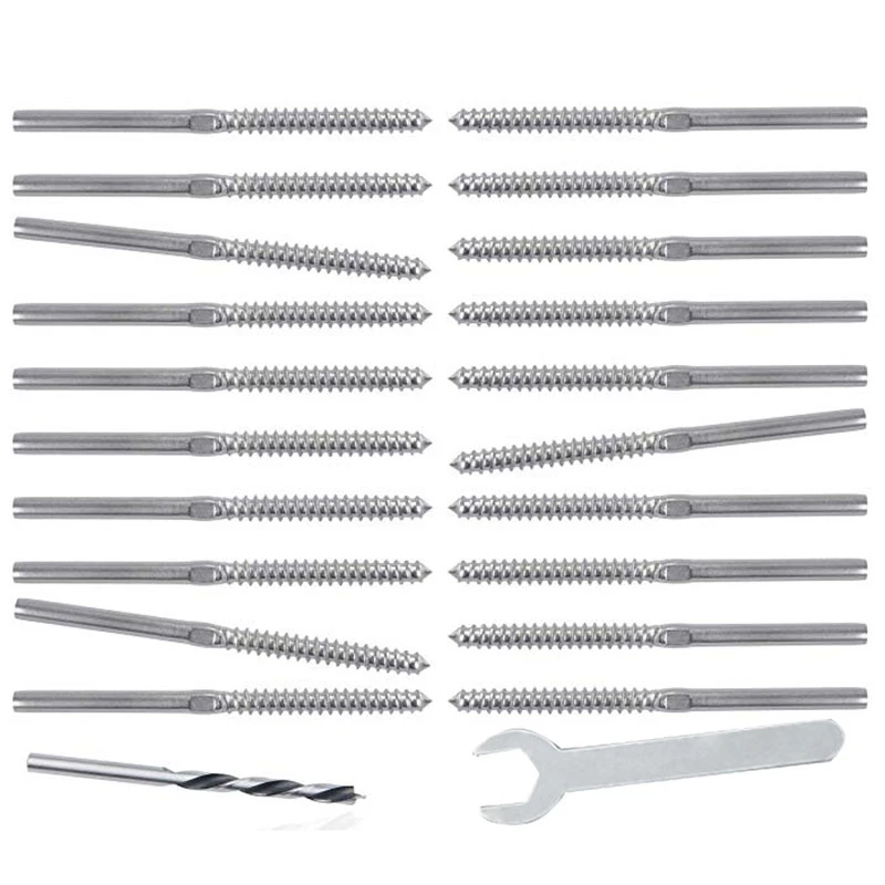 

10 Pairs T316 Grade Stainless Steel Right&Left Handed Thread Swage Lag Screws for 1/8 Inch Cable Railing Decking Railing Wood Po