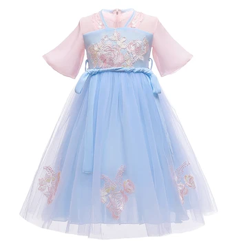 

LZH Children Vintage Mesh Princess Dress Hanfu Birthday Party New Years Dress Kids Dresses for Girls Chinese style Clothing