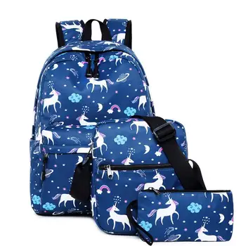 

Holografische Laser Rugzak Geborduurd Patent Brief Hologram Rugzak Set Schooltas + Schoudertas + Penbag 3Pcs