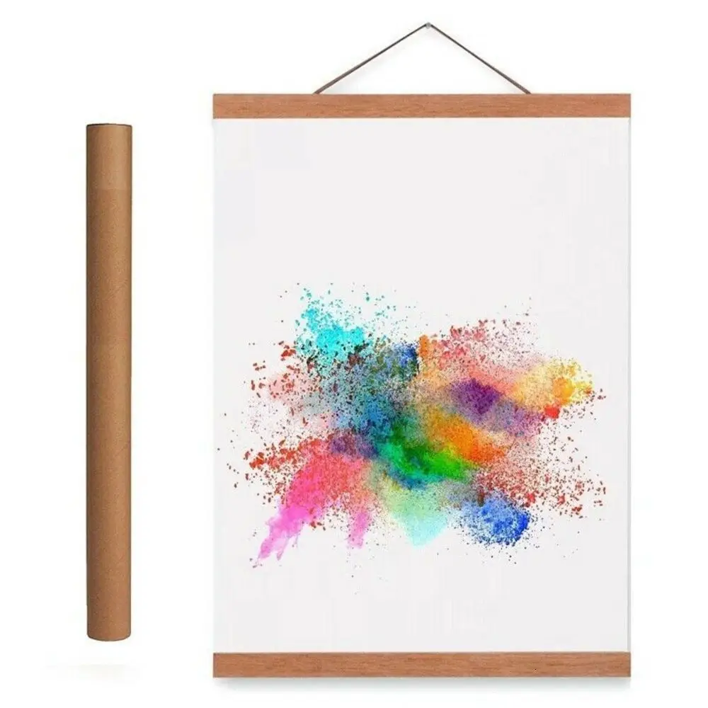 

21-80cm Magnetic Wooden Photo Frame Scroll Print / Poster / Picture Hanger Diy