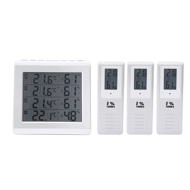 

New Weather Station Thermometer C/F Value Display Alarm Temperature Meter Station Tester With 3 Outdoor Indoor Wireless Senor