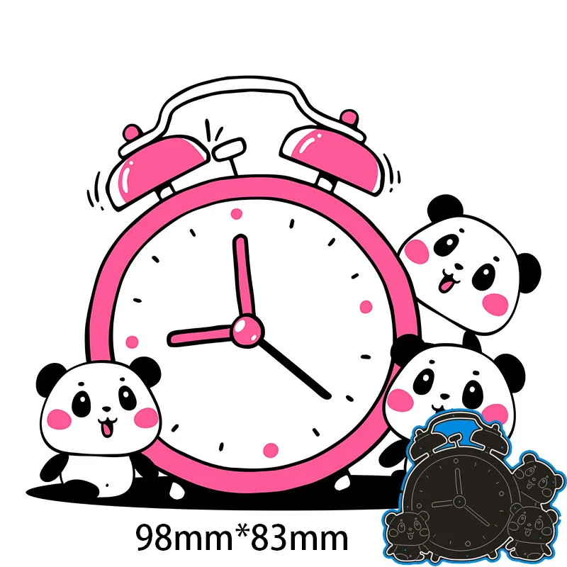 Metal steel Cutting Dies Panda and alarm clock DIY Scrapbooking Photo Album Embossing paper Cards 98*93mm | Дом и сад