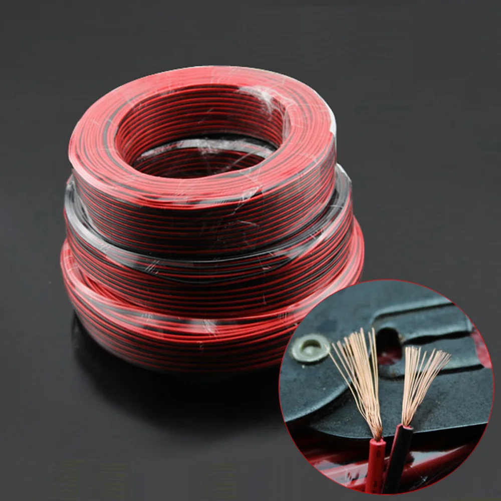 Электрический медный резиновый светодиодный кабель 16 18 20 22AWG 2pin красный черный