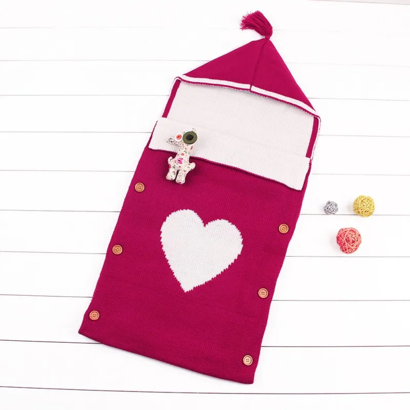 Cotton Woolen Blanket Sleeping Bag Sack Baby Knit Swaddle Wrap Envelope for Newborn Girls Boys Winter Sweater 0-12M