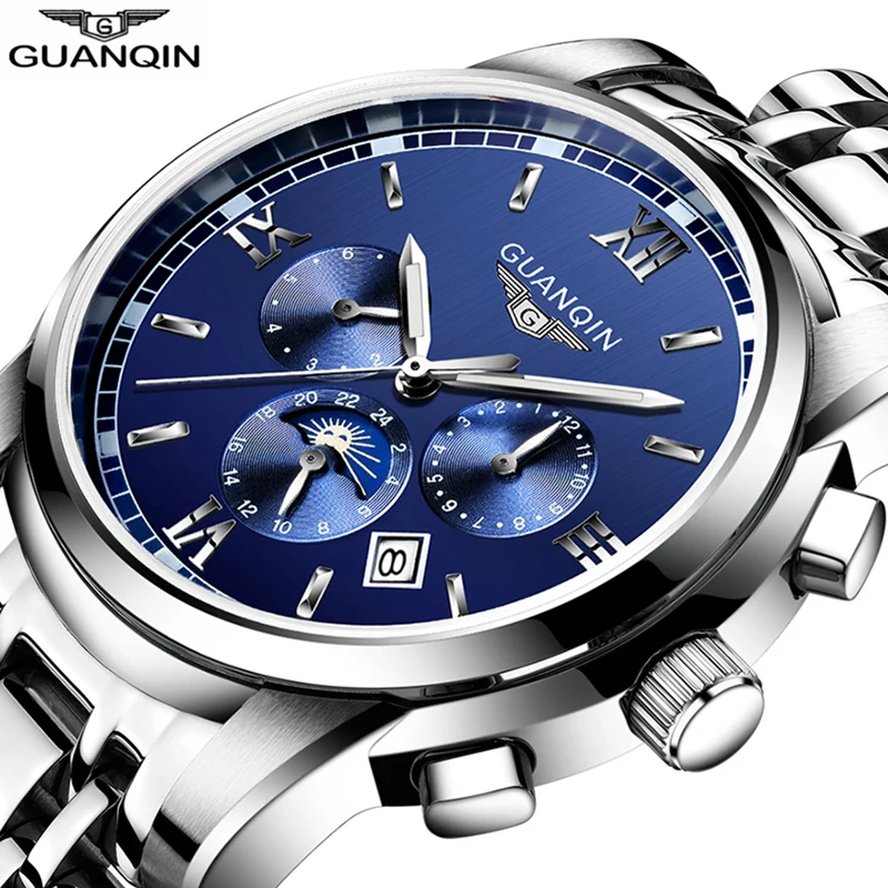 GUANQIN плавательные часы для мужчин автоматические Эксклюзивные часы для мужчин часы брендовые Бизнес золотые водонепроницаемые horloges mannen