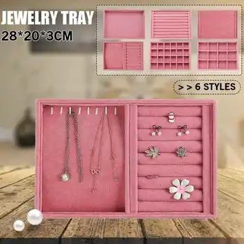 

24Grid 12Grid Jewelry Ring Display Organizer Case Tray Holder Necklace Earrings Bangle Storage Box Showcase Jewelry Stand Holder