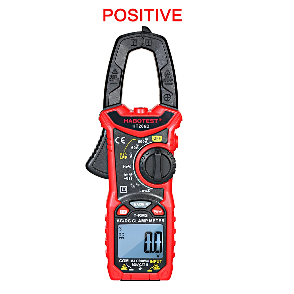 HABOTEST цифровой амперметр AC/DC Амперметр HT206A/HT206B/HT206D клещи вольтметр зажим индикатор напряжения мультиметр